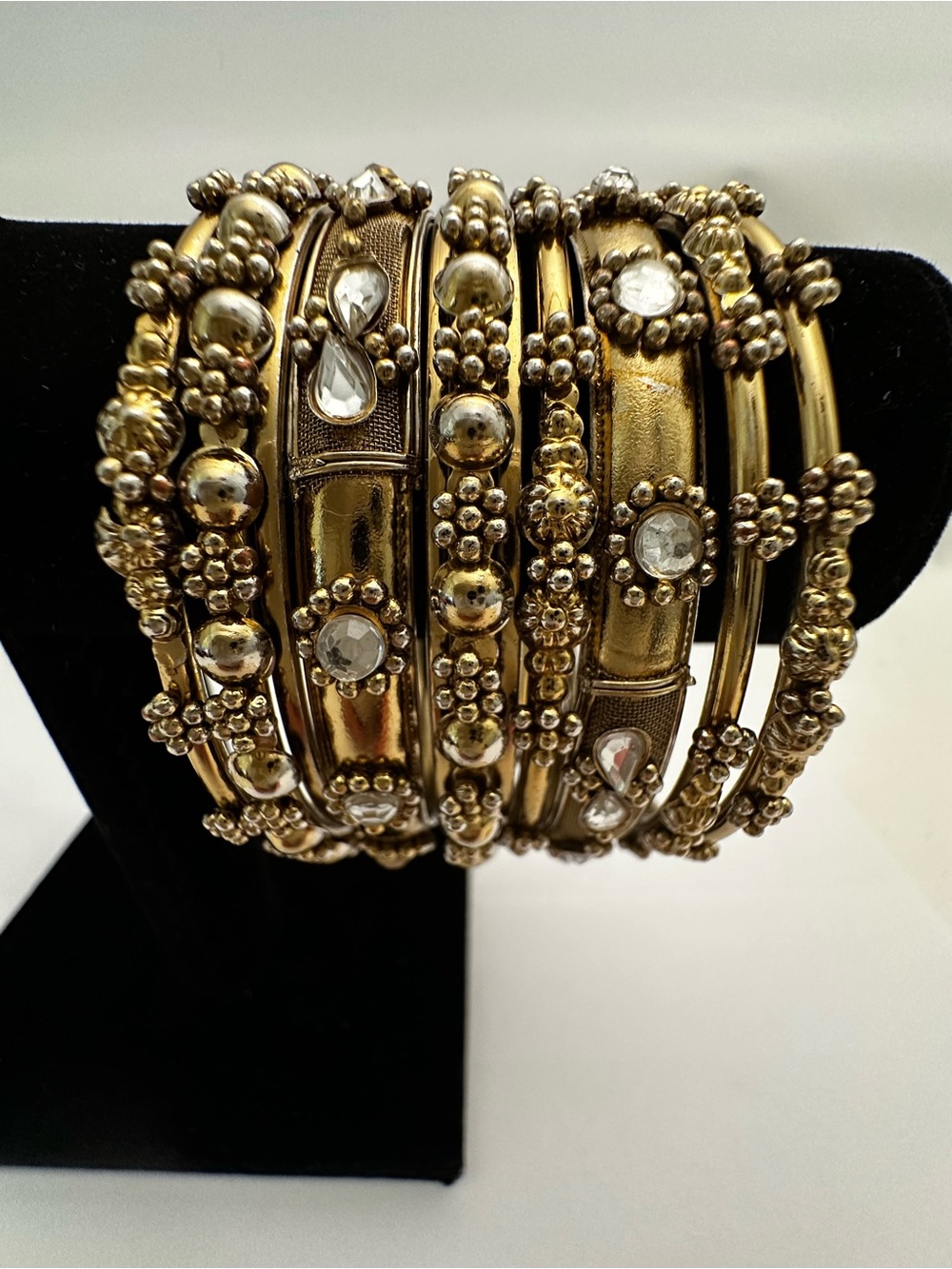 Gold-Tone Crystal Accent Bangle Bracelet Set - Women Jewelry